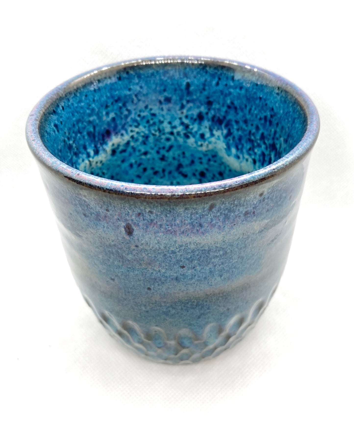 Blue Wheel-thrown and Carved Handmade Tumbler