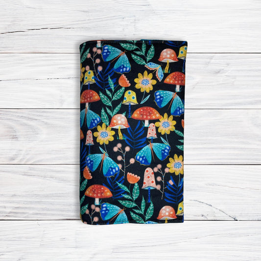 Blue Floral Mushrooms - Adjustable Book Cover