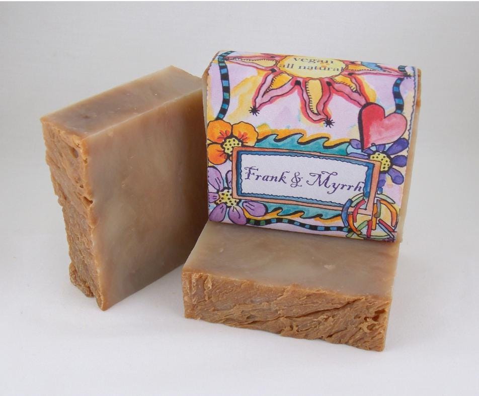 Handmade Soap Vegan, Organic, Made in America, Gardenia, Sandalwood, Frank and Myrrh